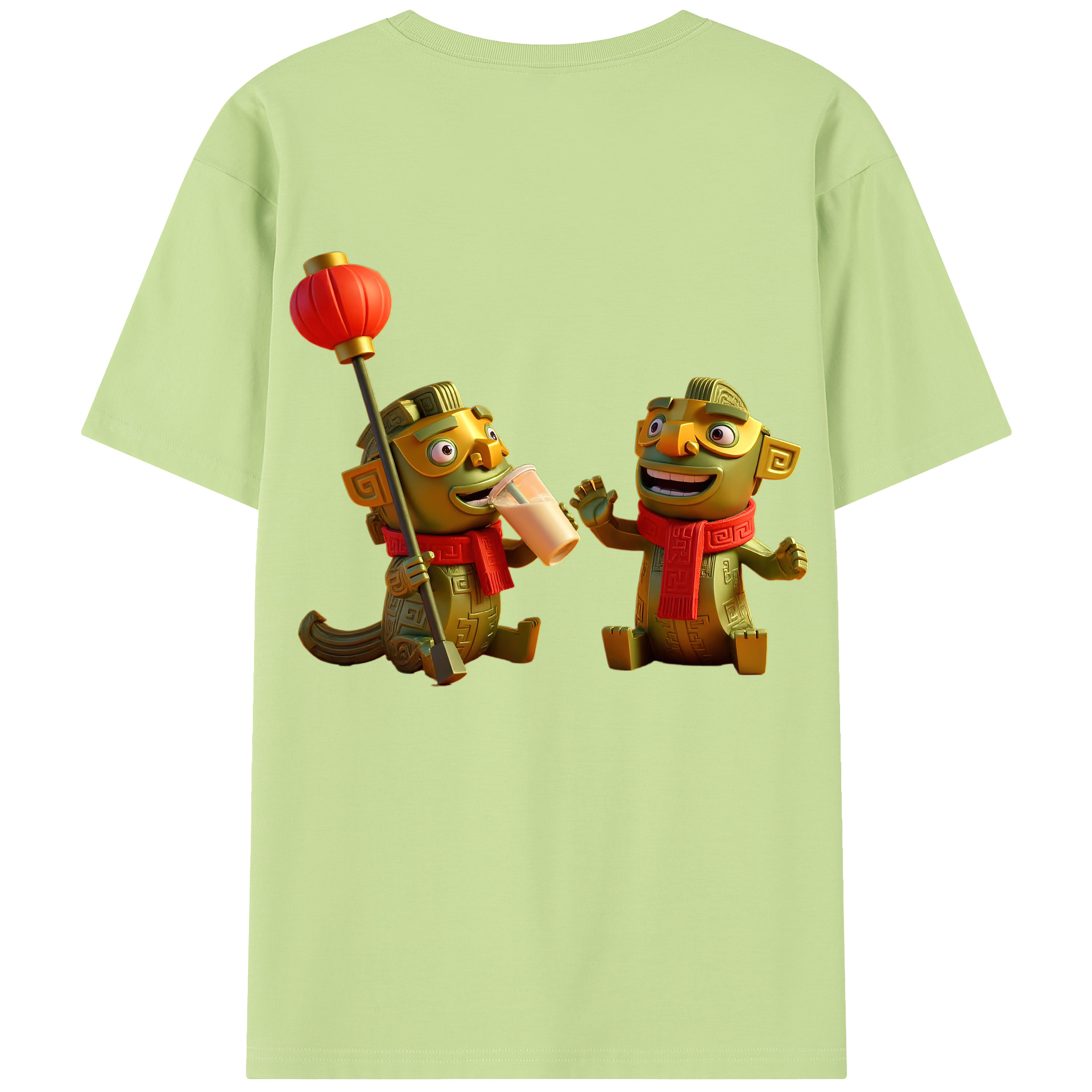（画像用） Ne Zha 2 ナタ 魔童の大暴れ 綿100％半袖Tシャツ（背面プリント）